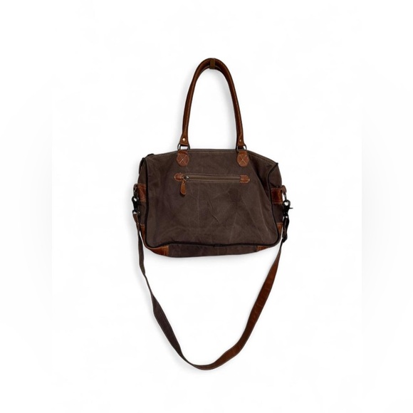 Myra Bag crossbody purse Aztec weave and canvas Cow Hair accent - Picture 2 of 6